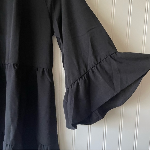 NWT Show Me Your Mumu Viola Tiered Mini Dress Women's XS Black Drapey V Neck - Picture 10 of 15